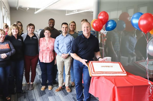Jarrett Logistics employees in Orville, Ohio celebrating
