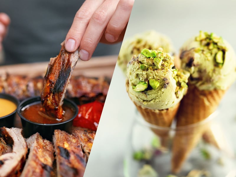 BBQ Ribs and Pistachio Ice Cream