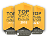 The Plain Dealer Top Work Places award 2016, 2017, and 2018