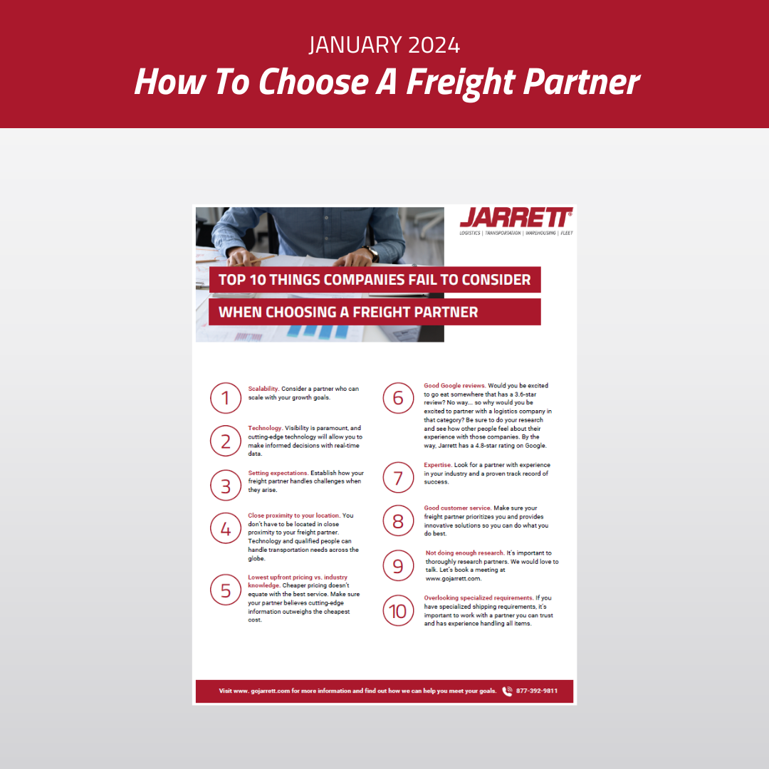 Jarrett Guide How To Choose A Freight Partner