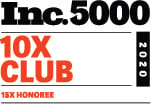 Inc. 5000 10x Club 15x honoree 2020